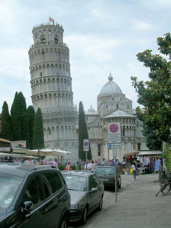 DSCN1732.JPG - The tower began leaning to the south east after the onset of construction in 1173 due to poorly laid foundation and loose substrate that allowed the foundation to shift direction.